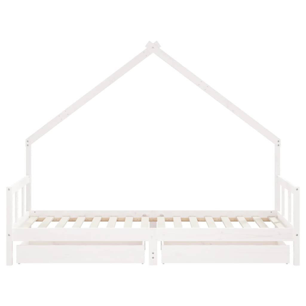 vidaXL Kinderbedframe met lades 90x200 cm massief grenenhout wit