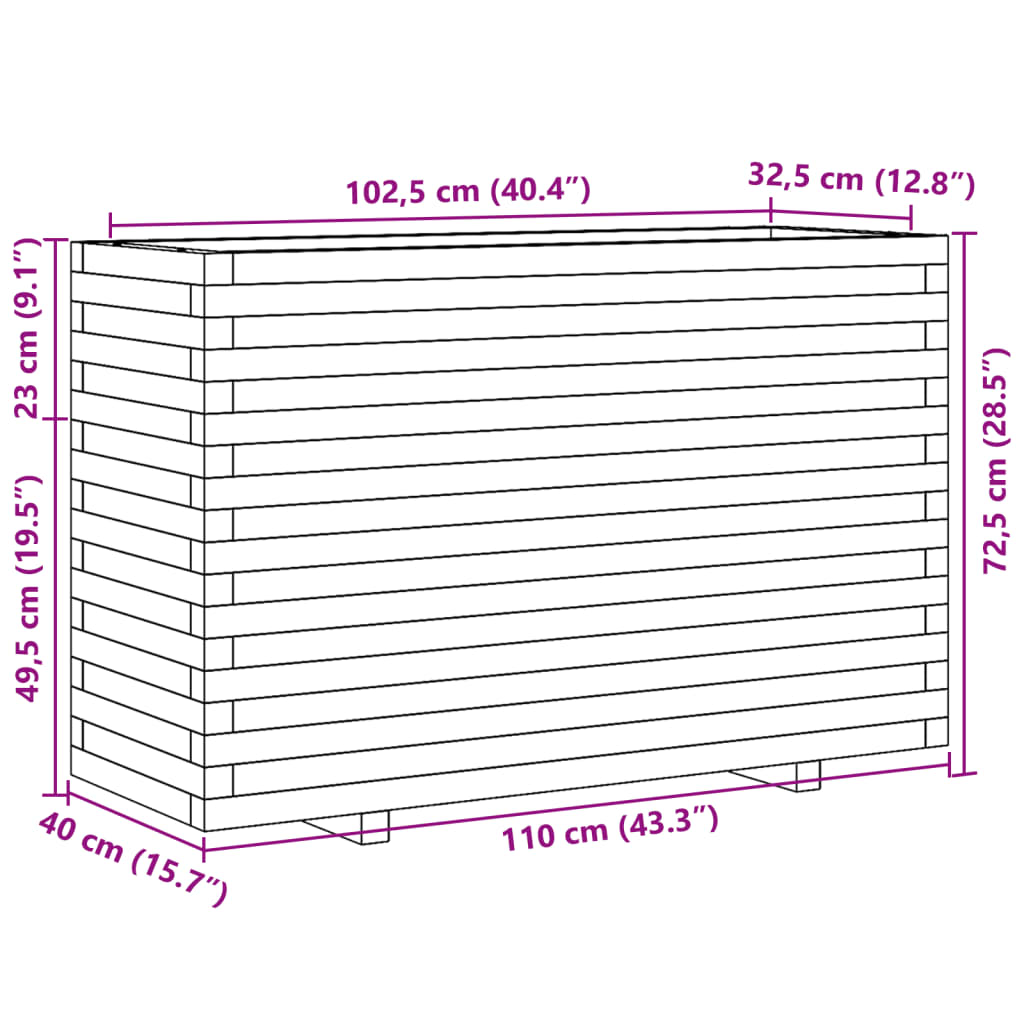 vidaXL Plantenbak 110x40x72,5 cm geïmpregneerd grenenhout