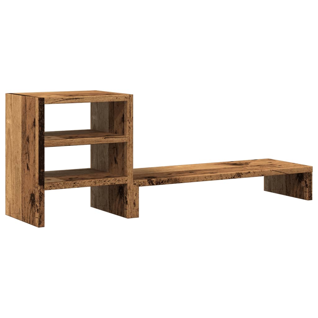 vidaXL Monitorstandaard met bureau-organizer hout oud houtkleurig