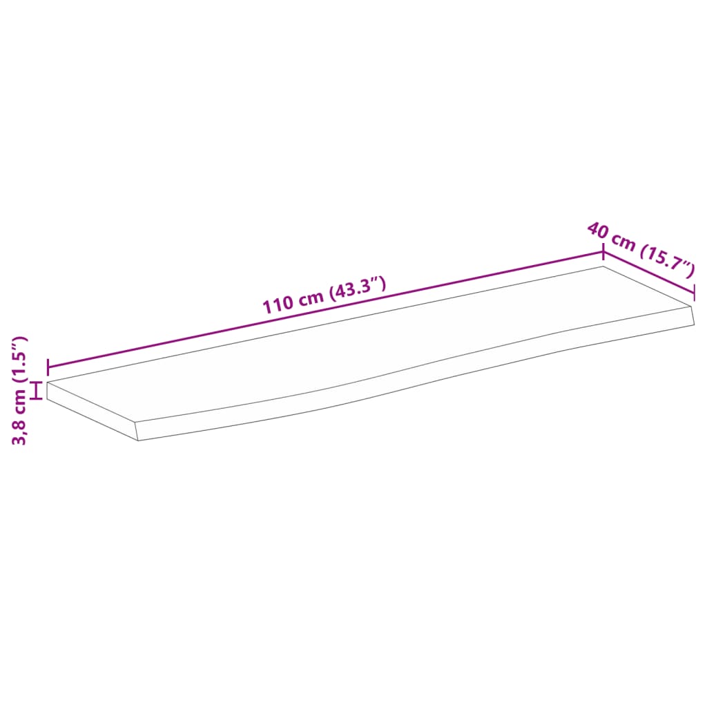 vidaXL Tafelblad met natuurlijke rand 110x40x3,8 cm massief mangohout