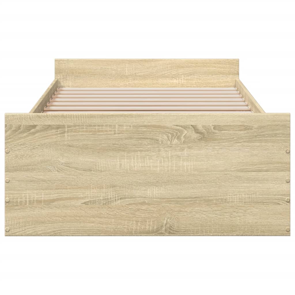 vidaXL Bedframe met lades bewerkt hout sonoma eikenkleurig 75x190 cm