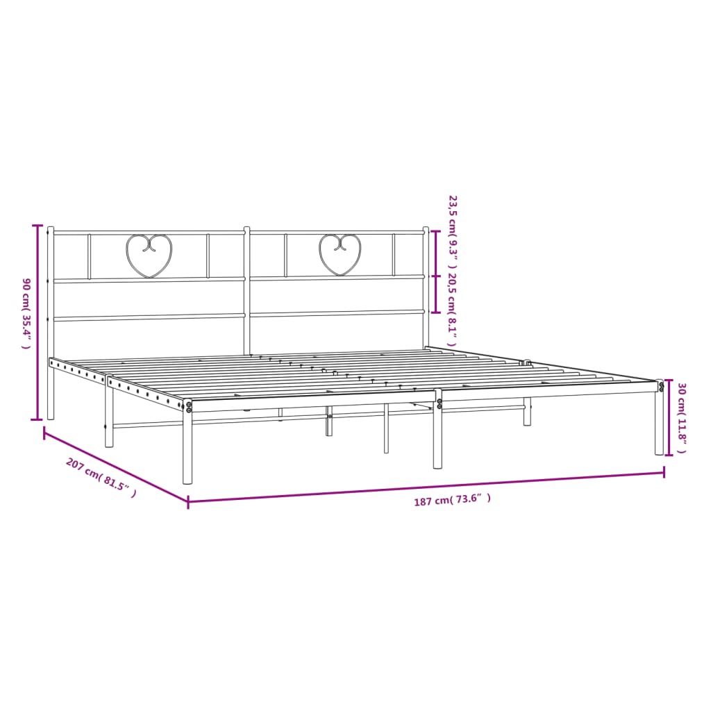 vidaXL Bedframe met hoofdbord metaal wit 180x200 cm