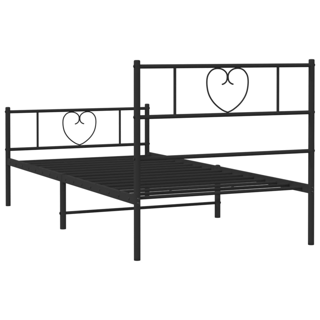 vidaXL Bedframe met hoofd- en voeteneinde metaal zwart 107x203 cm