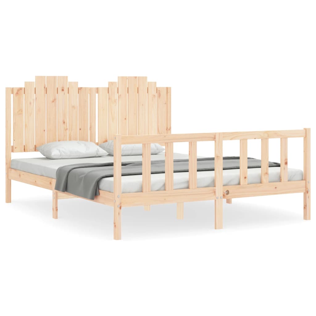 vidaXL Bedframe met hoofdbord massief hout