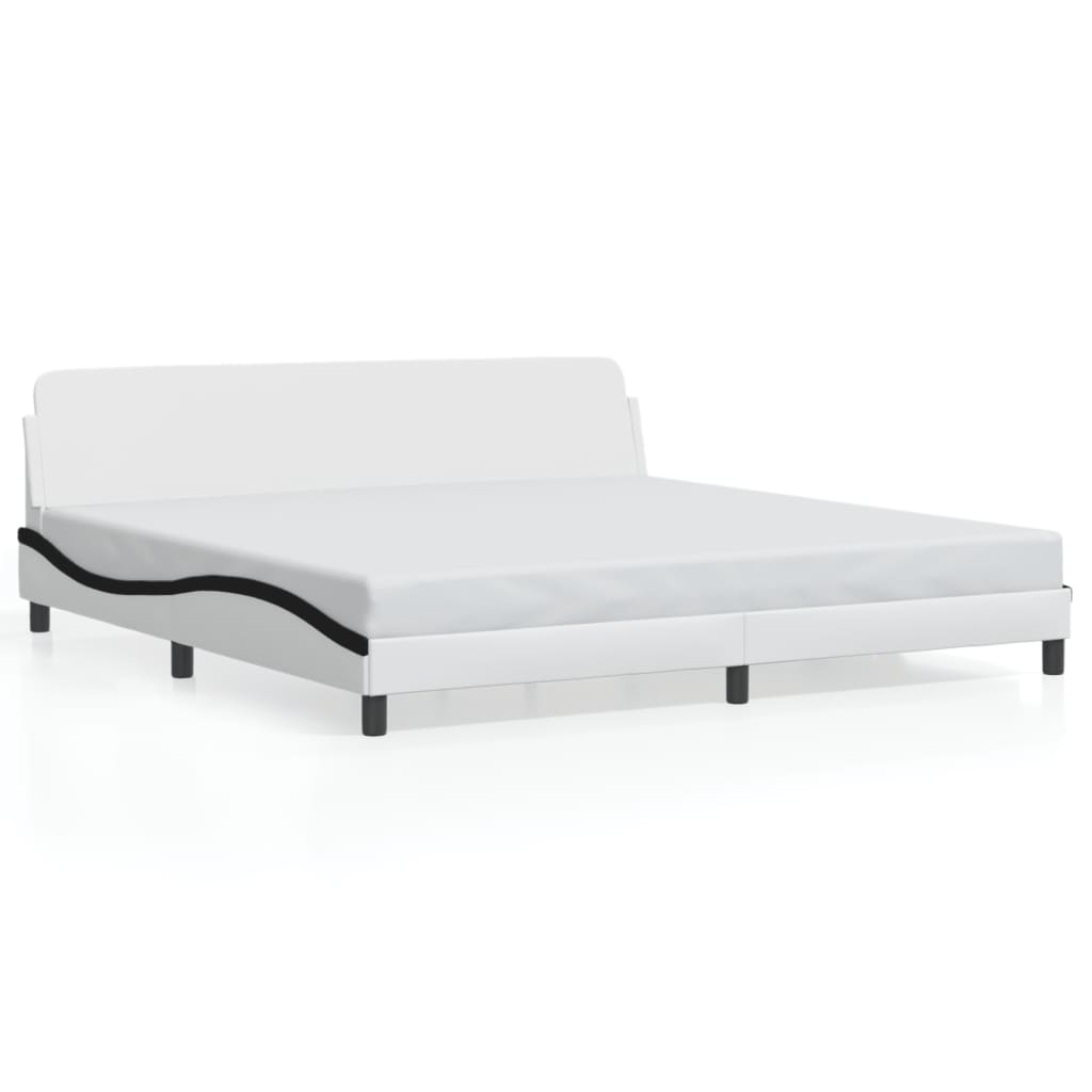 vidaXL Bedframe met hoofdbord kunstleer wit en zwart 200x200 cm