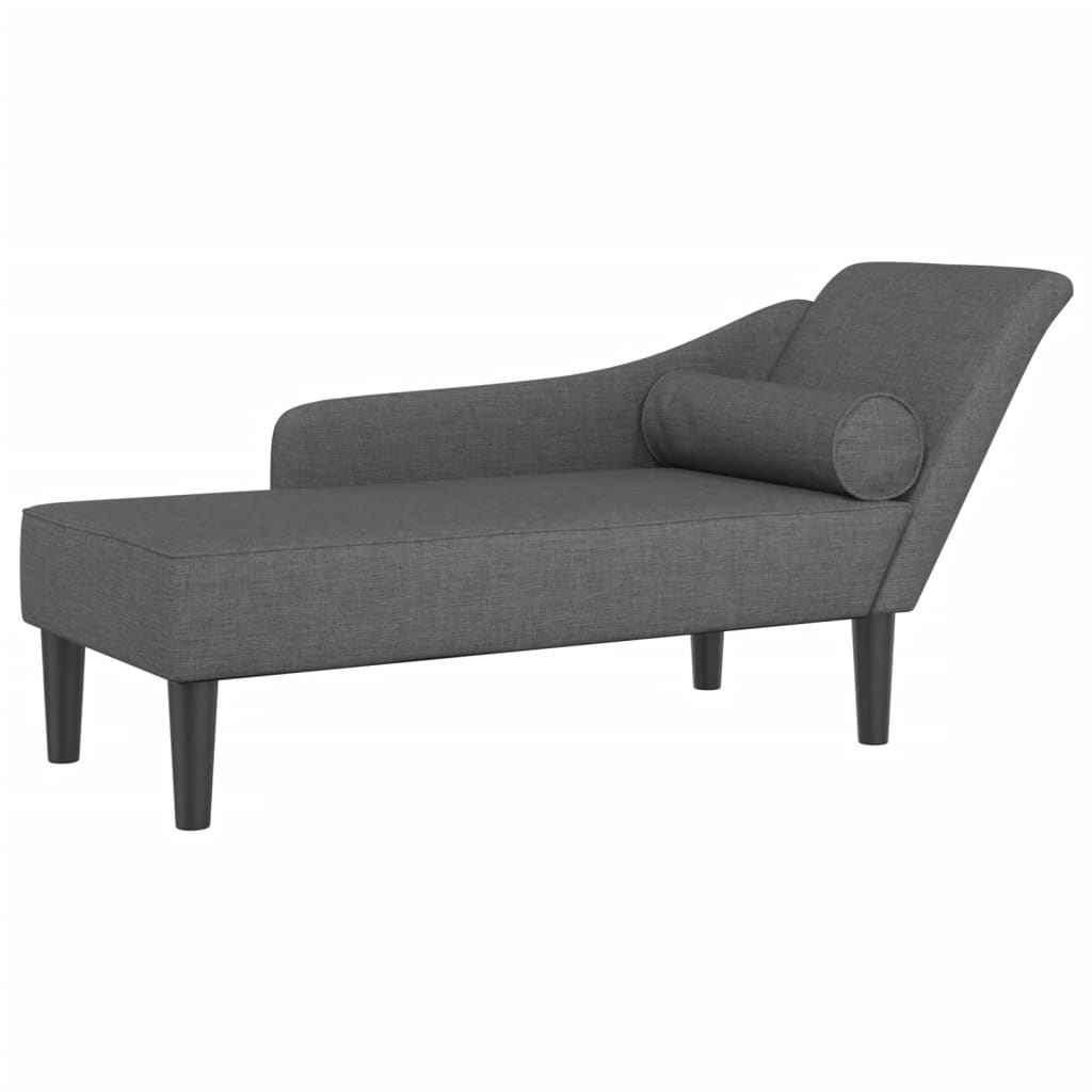 vidaXL Chaise longue met kussens stof donkergrijs