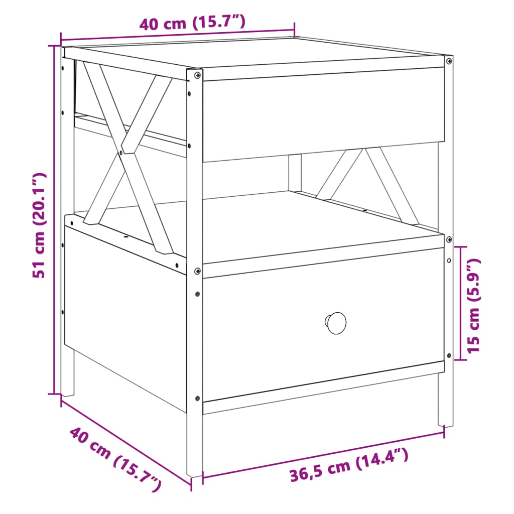 vidaXL Salontafel met Infinity LED 40x40x51 cm gerookt eikenkleurig