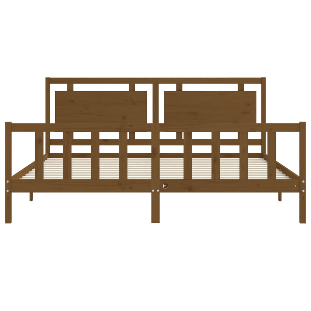 vidaXL Bedframe met hoofdbord massief hout honingbruin 200x200 cm