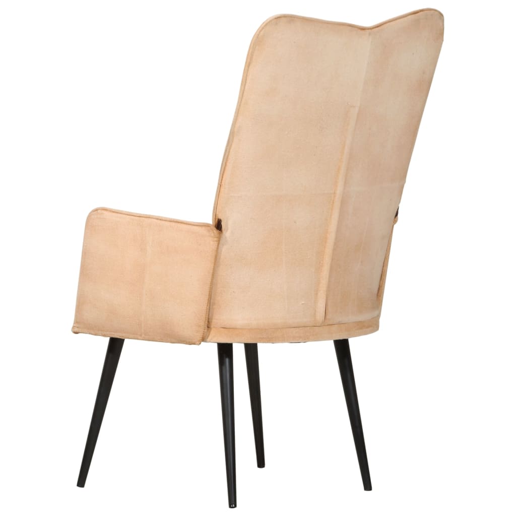 vidaXL Fauteuil canvas crèmekleurig