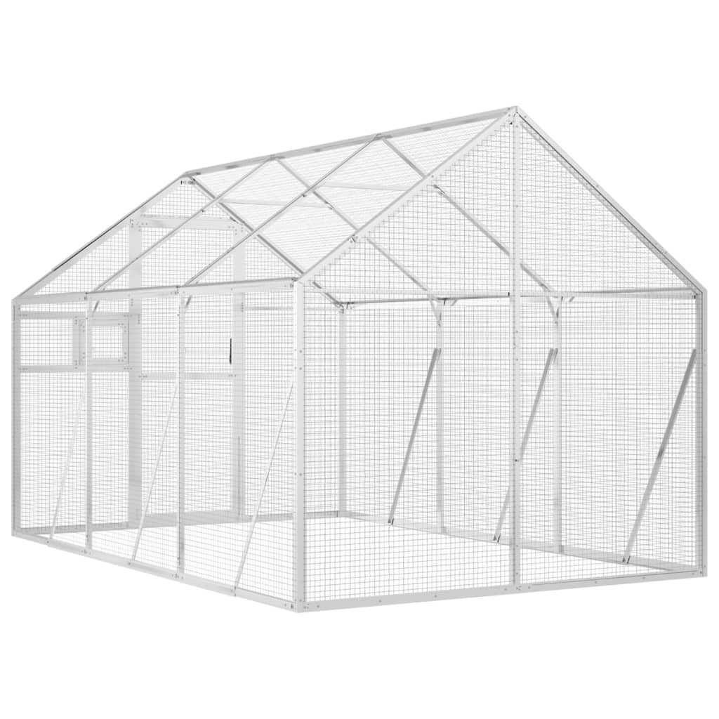 vidaXL Volière 1,79x3x1,85 m aluminium zilverkleurig