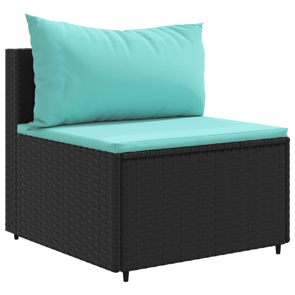 vidaXL 6-delige Loungeset met kussens poly rattan zwart