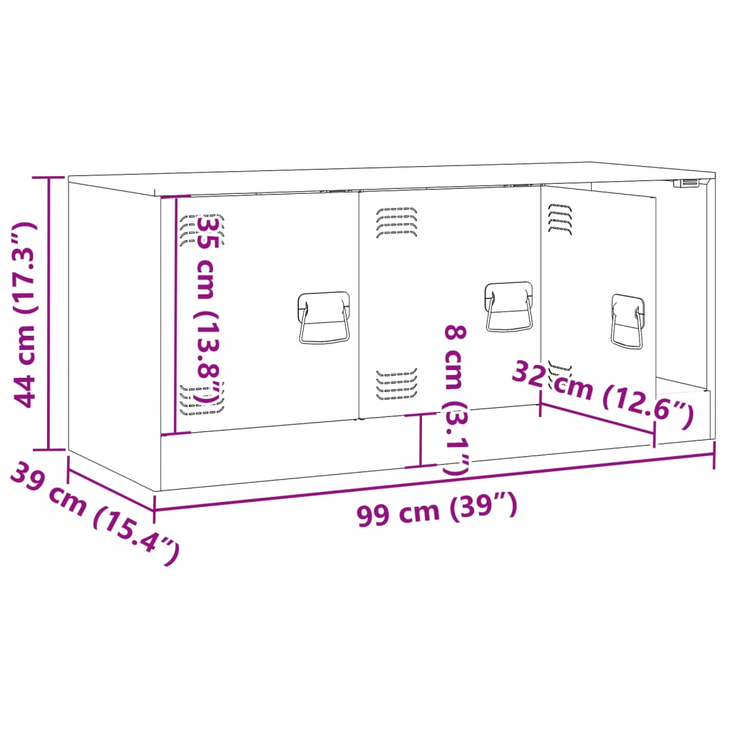 vidaXL Tv-meubel 99x39x44 cm staal olijfgroen