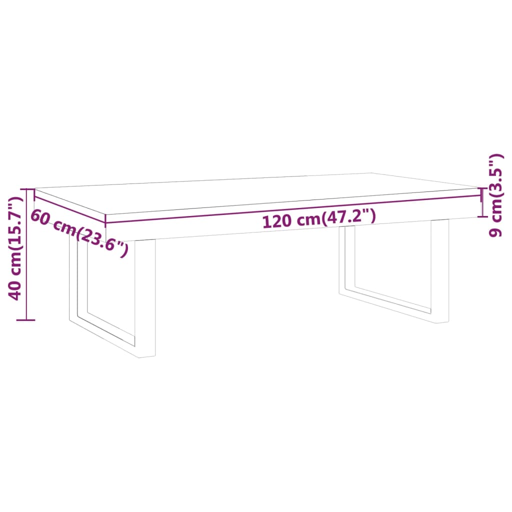 vidaXL Salontafel 120x60x40 cm MDF en ijzer donkerbruin en zwart