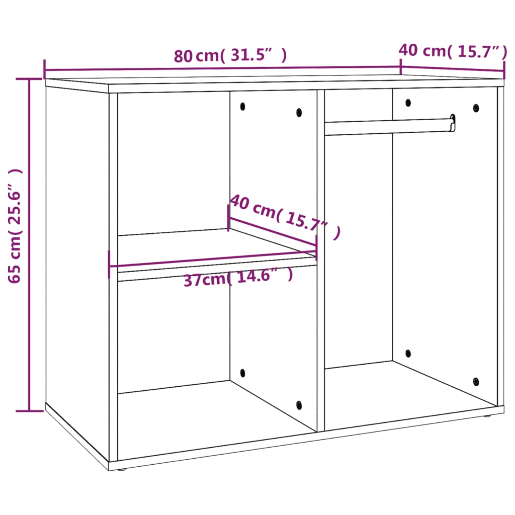 vidaXL Kledingkast 80x40x65 cm bewerkt hout zwart