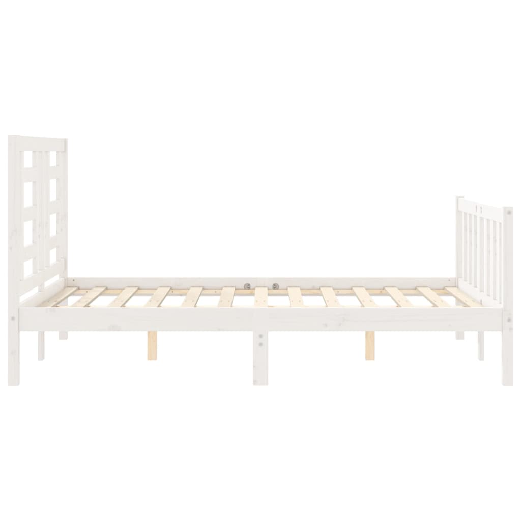 vidaXL Bedframe met hoofdbord massief hout wit