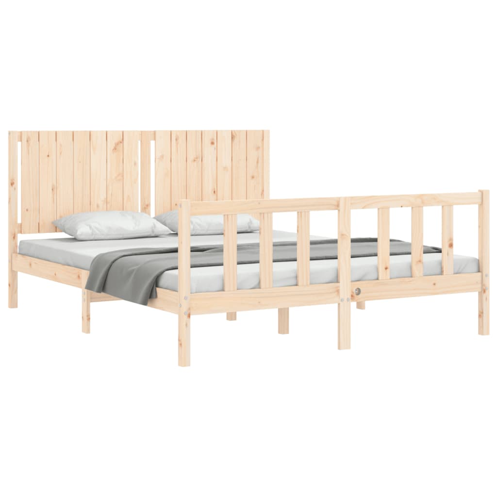 vidaXL Bedframe met hoofdbord massief hout 160x200 cm