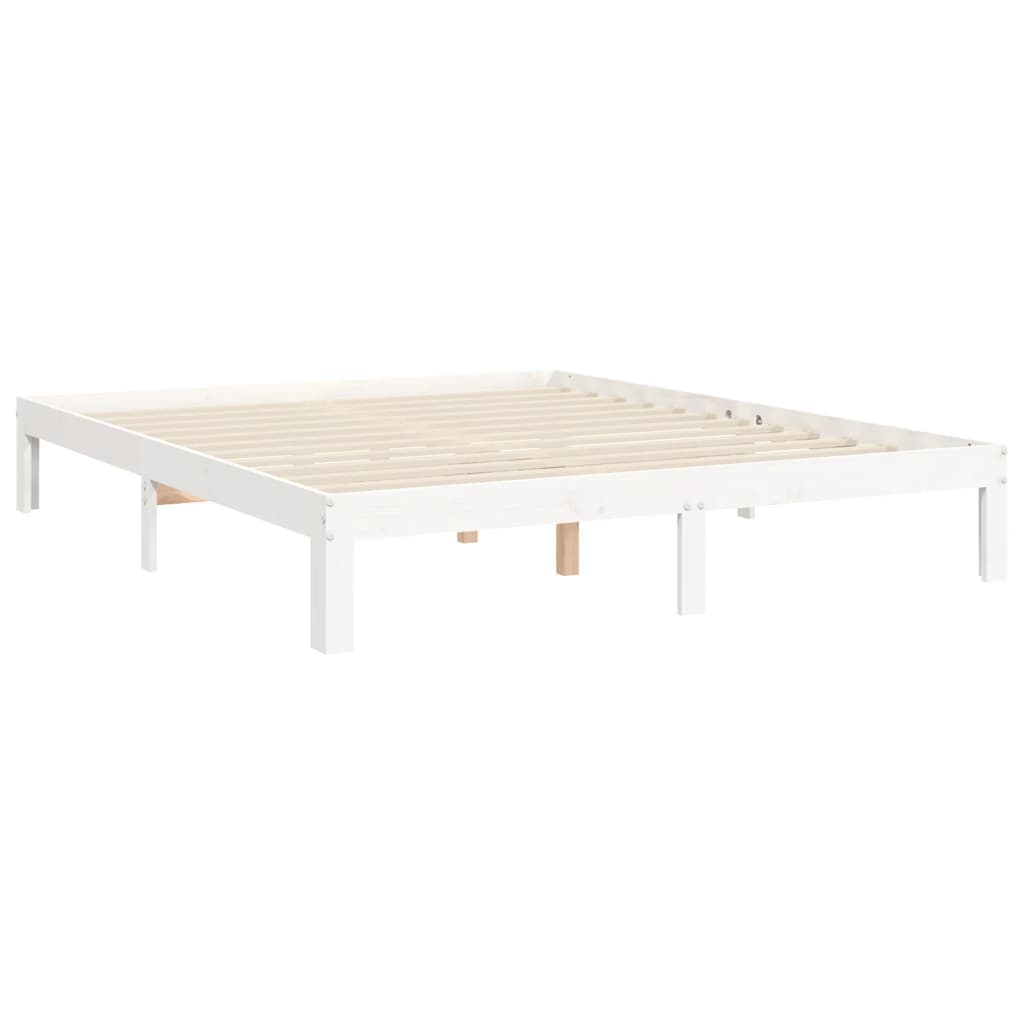 vidaXL Bedframe met hoofdbord massief hout wit