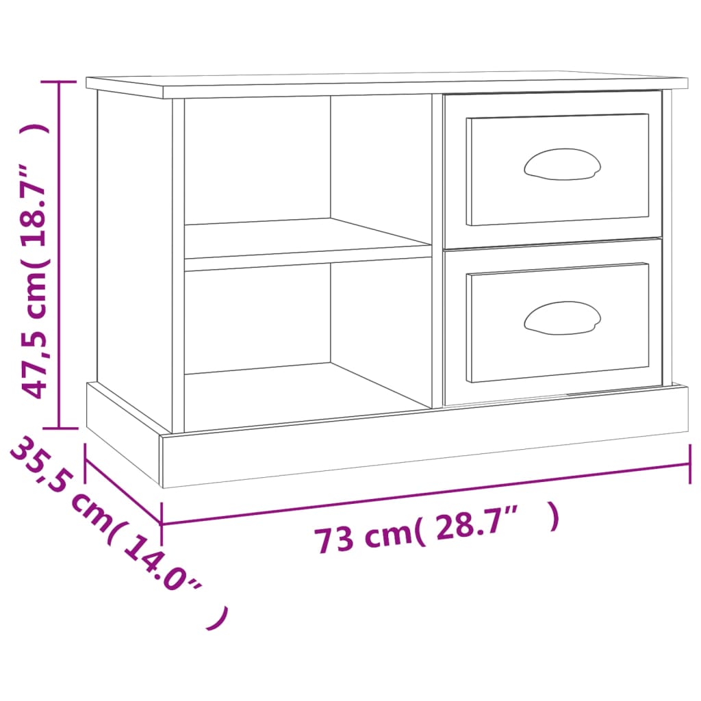 vidaXL Tv-meubel 73x35,5x47,5 cm bewerkt hout betongrijs