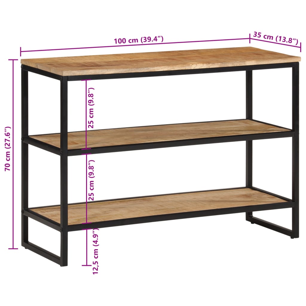 vidaXL Wandtafel 100x35x70 cm massief ruw mangohout