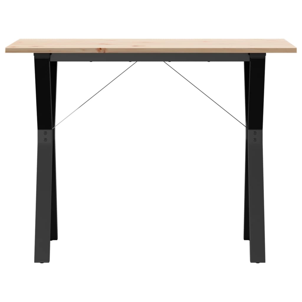 vidaXL Eettafel Y-frame 100x50x75 cm massief grenenhout en gietijzer