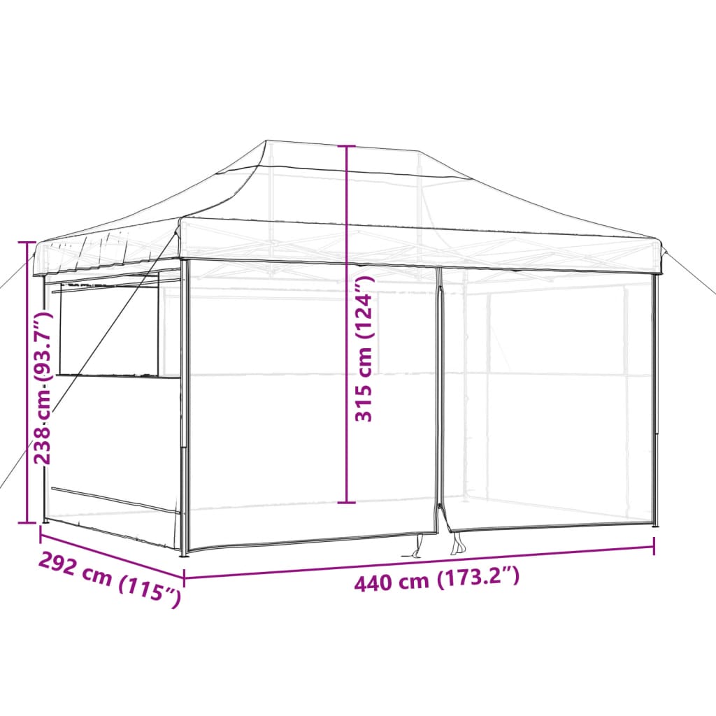 vidaXL Partytent inklapbaar pop-up met 4 zijwanden terracottakleurig