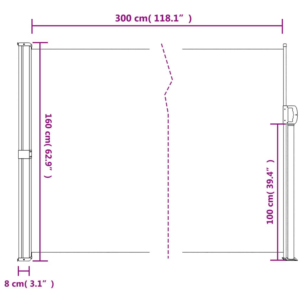 vidaXL Windscherm uittrekbaar 160x300 cm rood