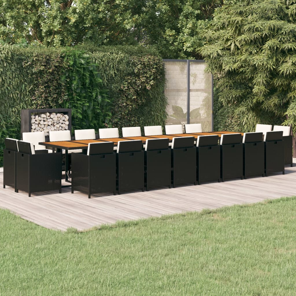 vidaXL 21-delige Tuinset met kussens poly rattan zwart