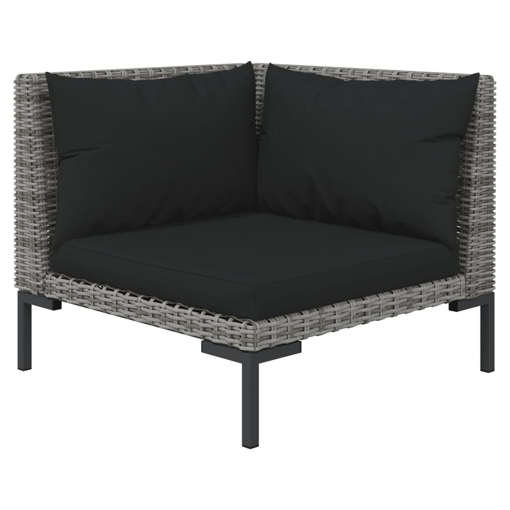 vidaXL 8-delige Loungeset met kussens poly rattan donkergrijs