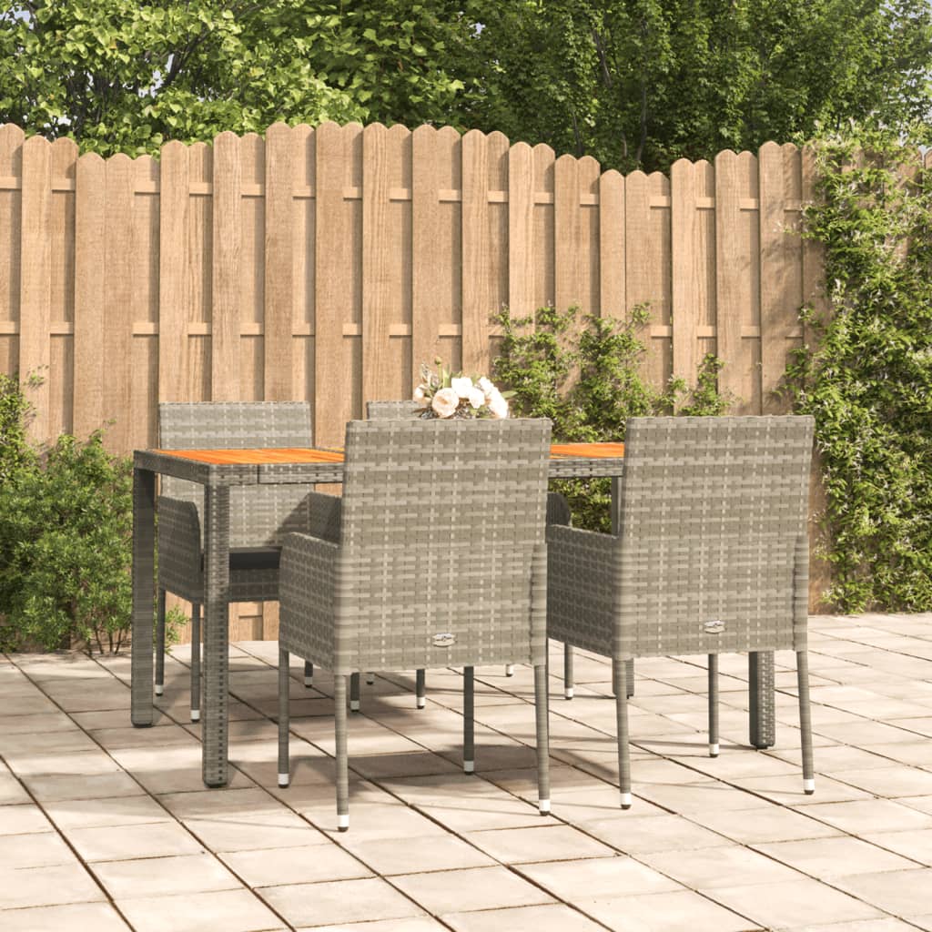 vidaXL 5-delige Tuinset met kussens poly rattan grijs