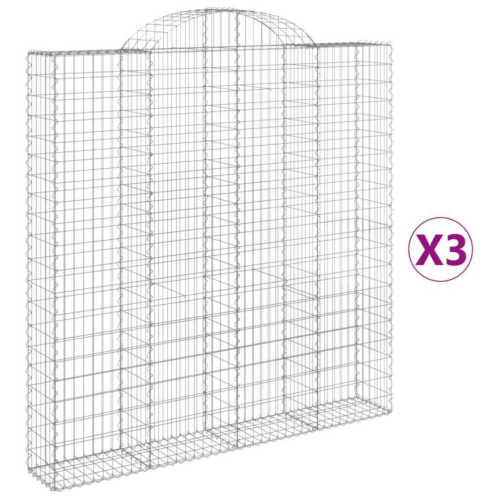 vidaXL Schanskorven 3 st gewelfd 200x30x200/220 cm ijzer