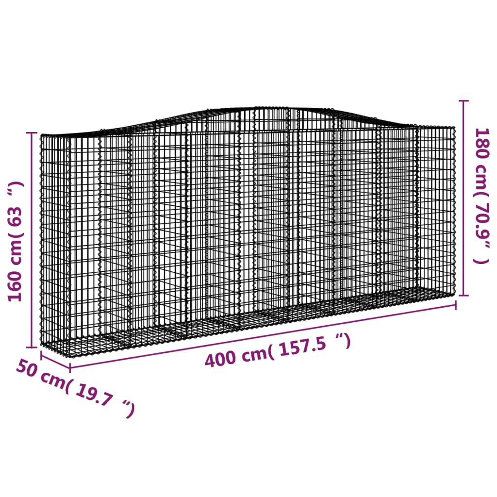 vidaXL Schanskorven 6 st gewelfd 400x50x160/180 cm ijzer