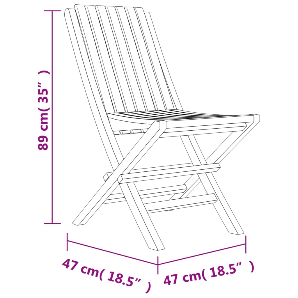 vidaXL Tuinstoelen 8 st inklapbaar 47x47x89 cm massief teakhout