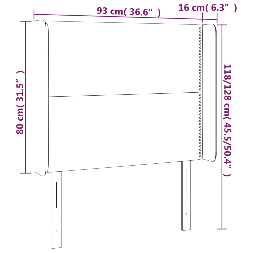 vidaXL Hoofdbord met randen 93x16x118/128 cm kunstleer grijs