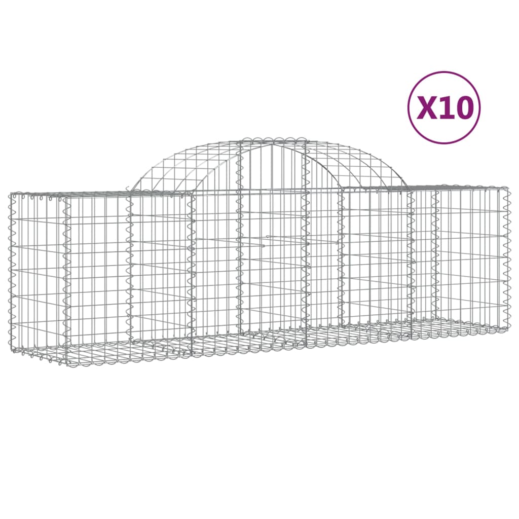 vidaXL Schanskorven 10 st gewelfd 200x50x60/80 cm gegalvaniseerd ijzer