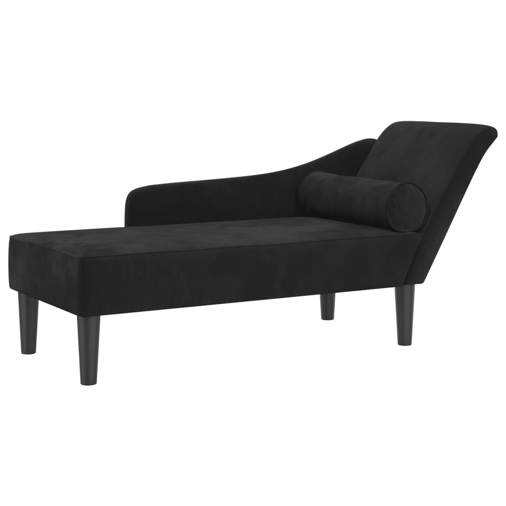 vidaXL Chaise longue met kussens fluweel zwart