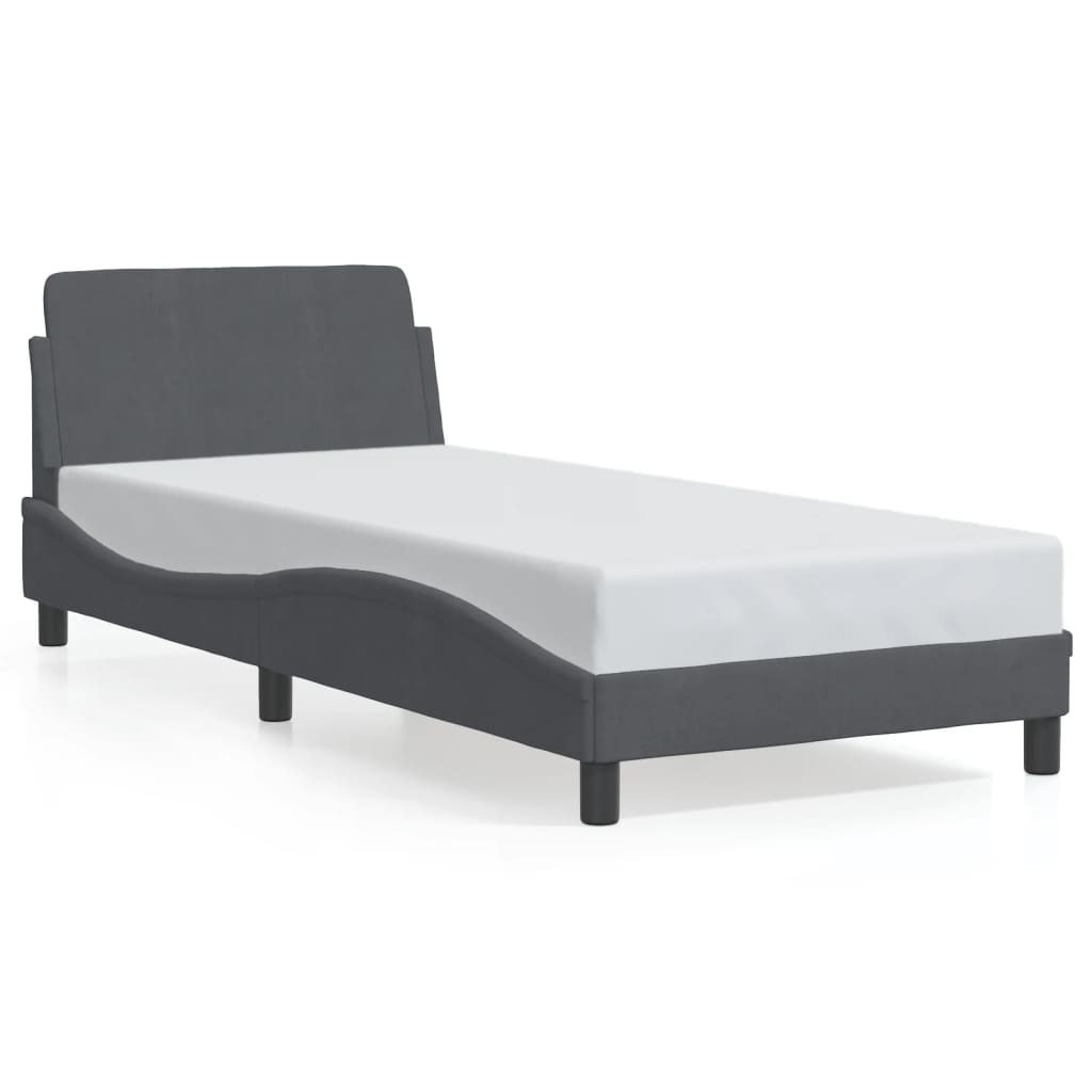 vidaXL Bedframe met hoofdeinde fluweel donkergrijs 90x200 cm