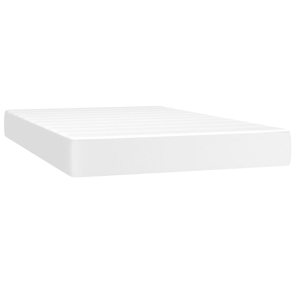 vidaXL Boxspring met matras en LED kunstleer wit 120x200 cm