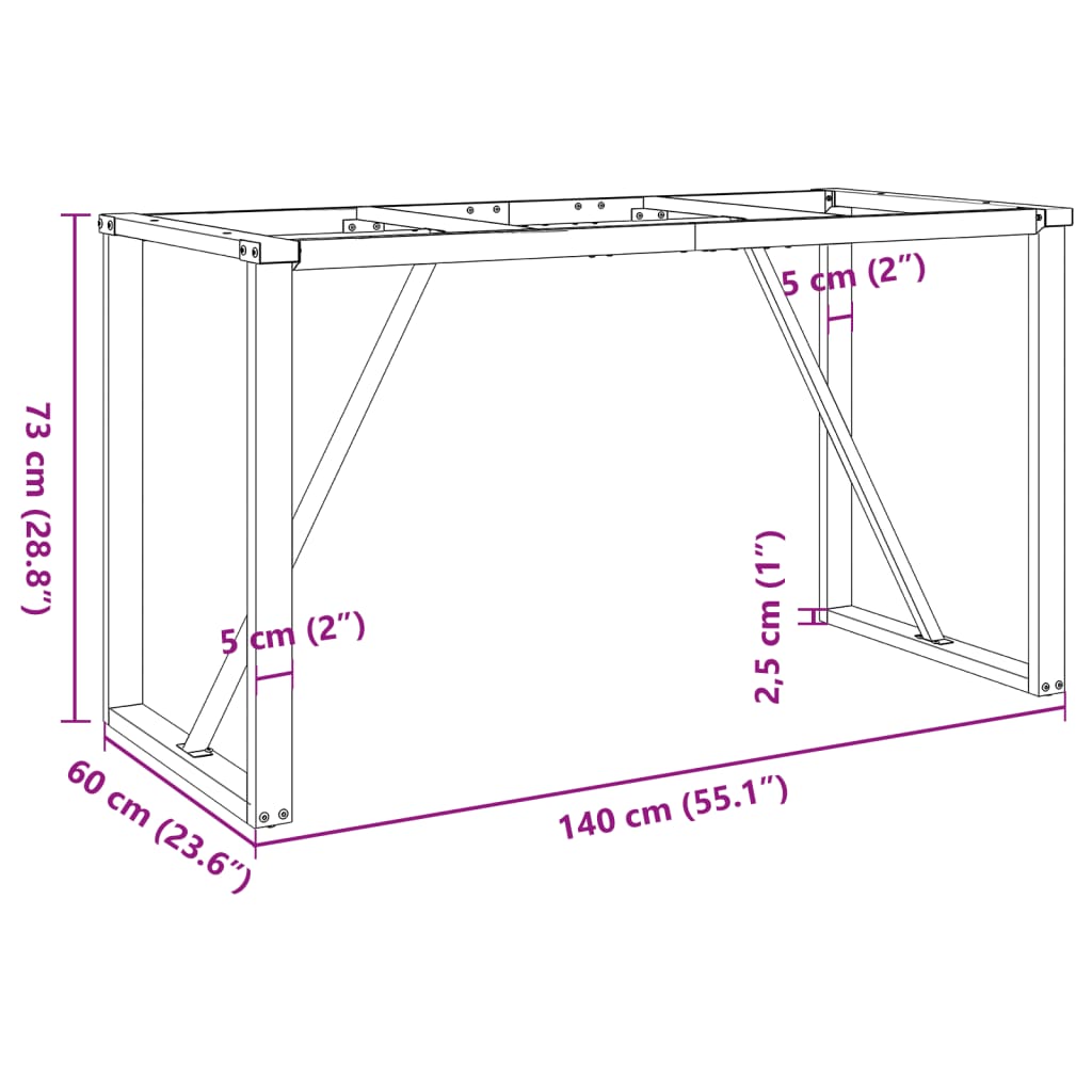 vidaXL Eettafelpoten O-frame 140x60x73 cm gietijzer