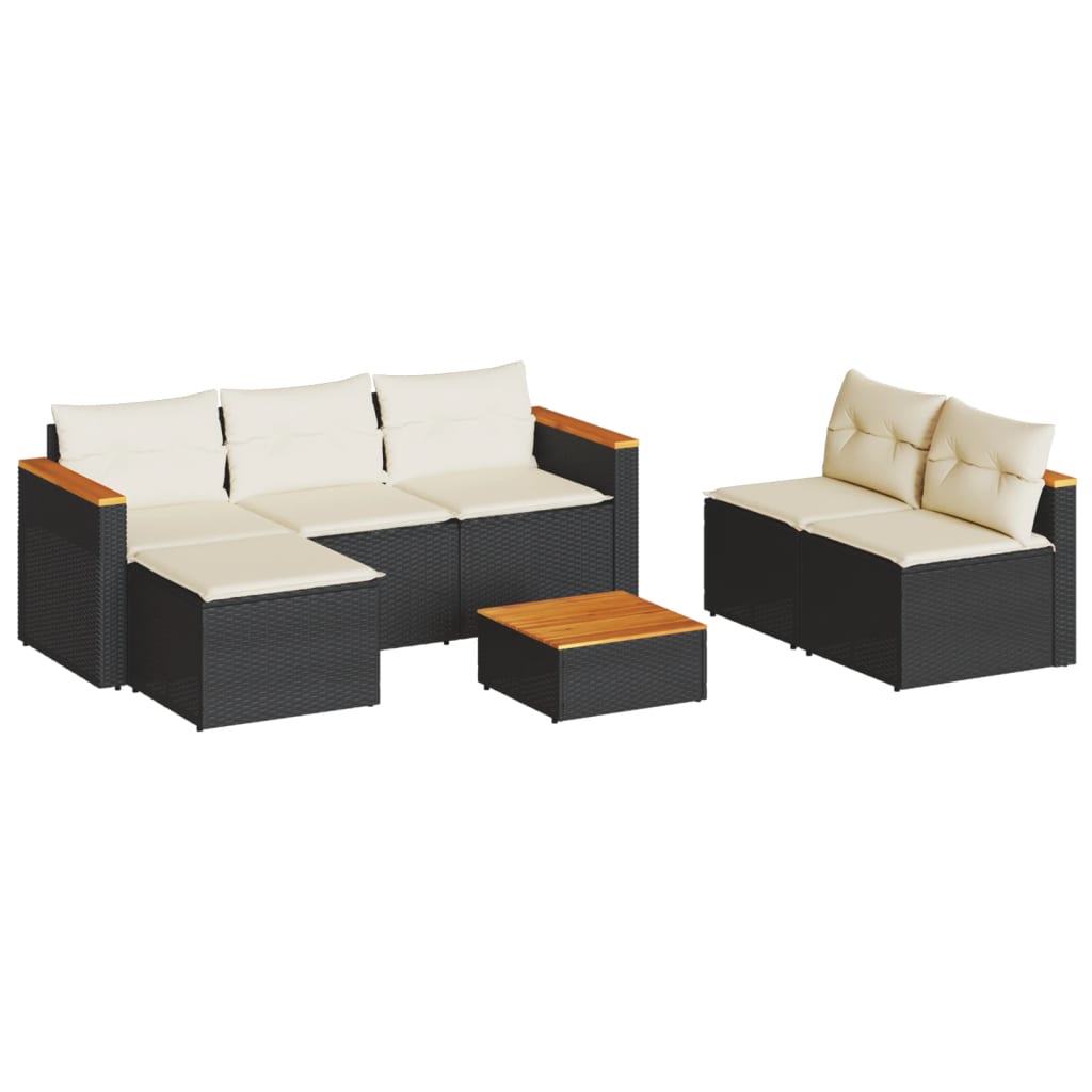 vidaXL 5-delige Loungeset met kussens poly rattan acacia zwart