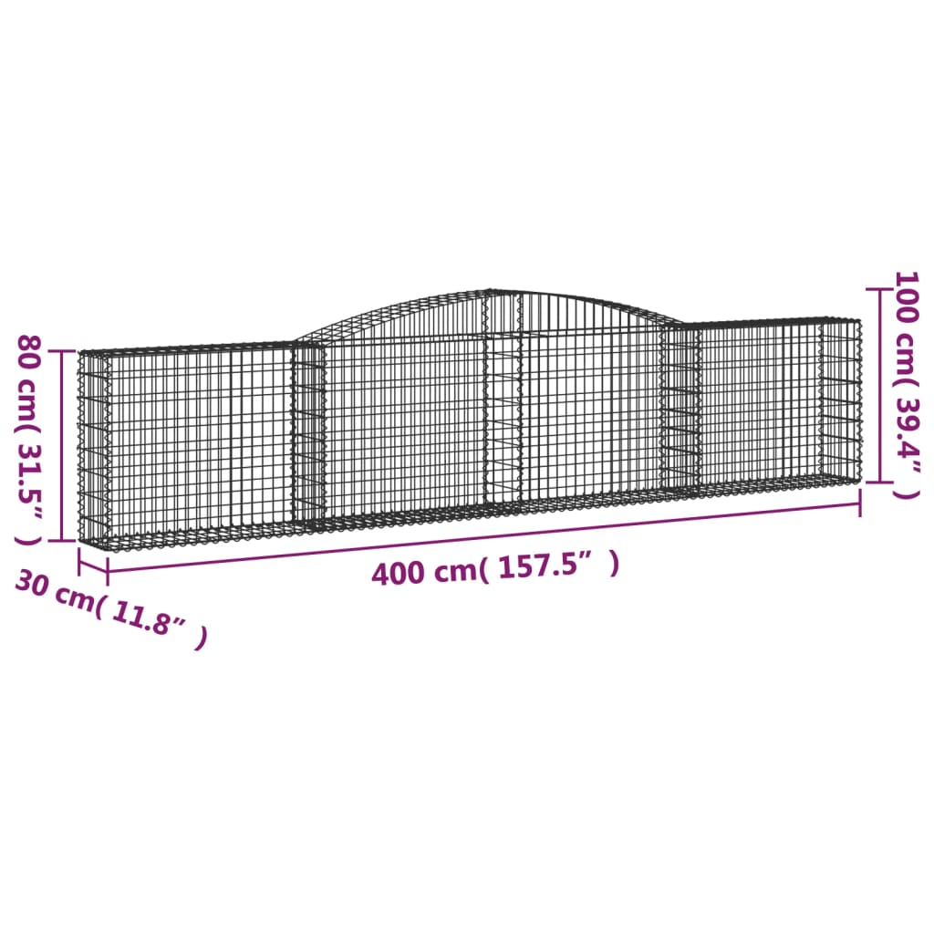 vidaXL Schanskorven 10 st gewelfd 400x30x80/100 cm ijzer