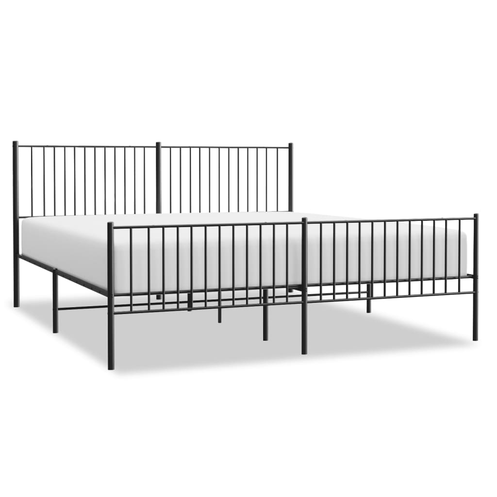 vidaXL Bedframe met hoofd- en voeteneinde metaal zwart 200x200 cm