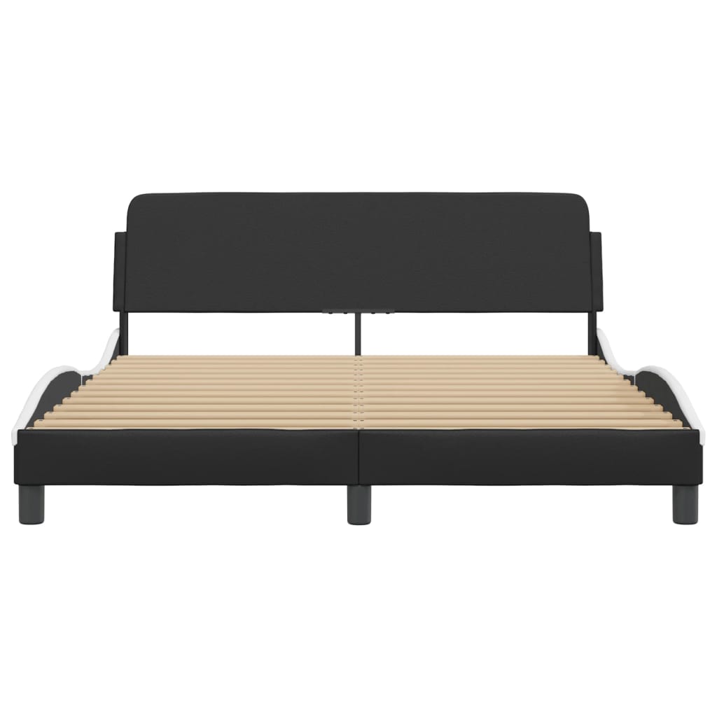 vidaXL Bedframe met hoofdbord kunstleer zwart en wit 160x200 cm