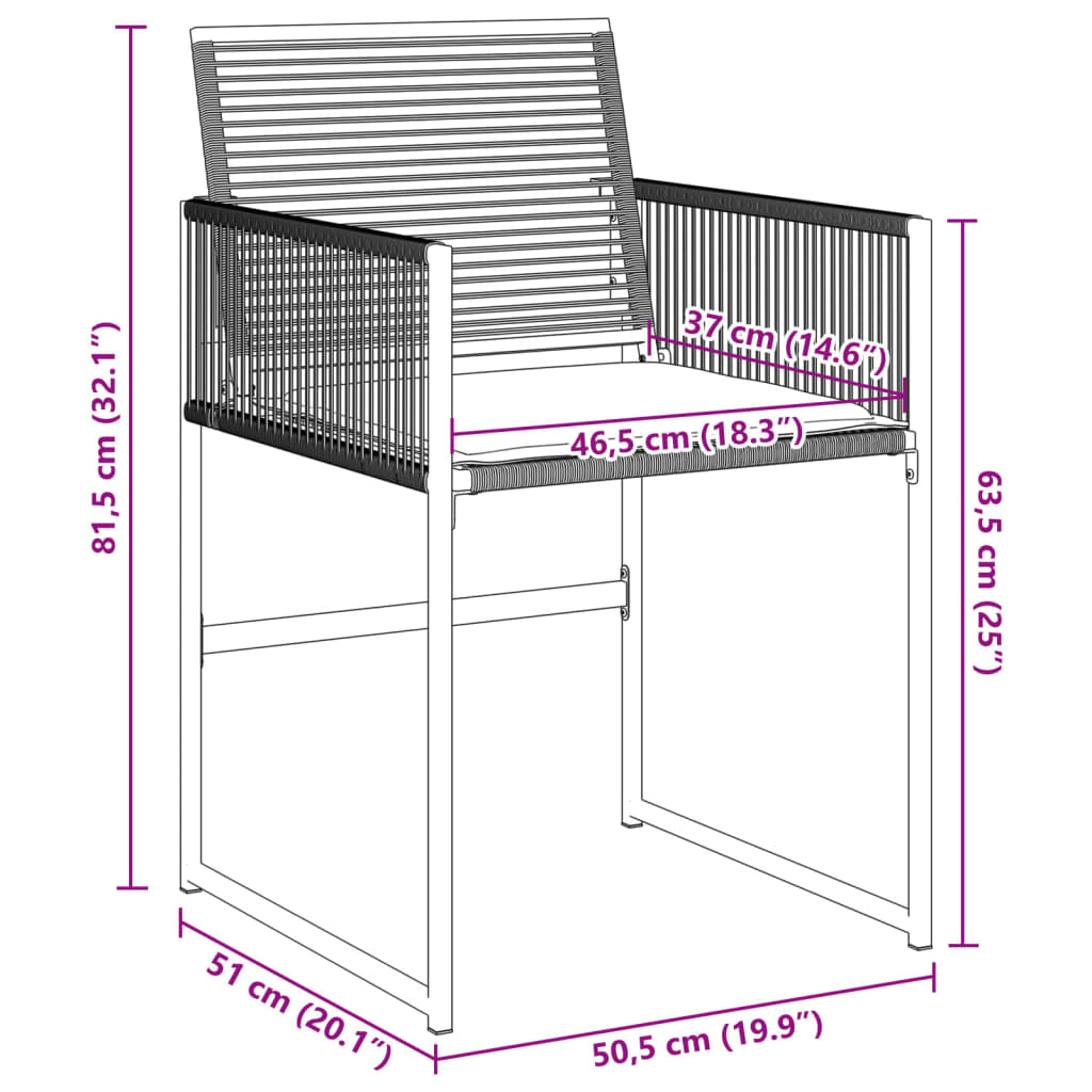 vidaXL Tuinstoelen 4 st met kussens poly rattan zwart