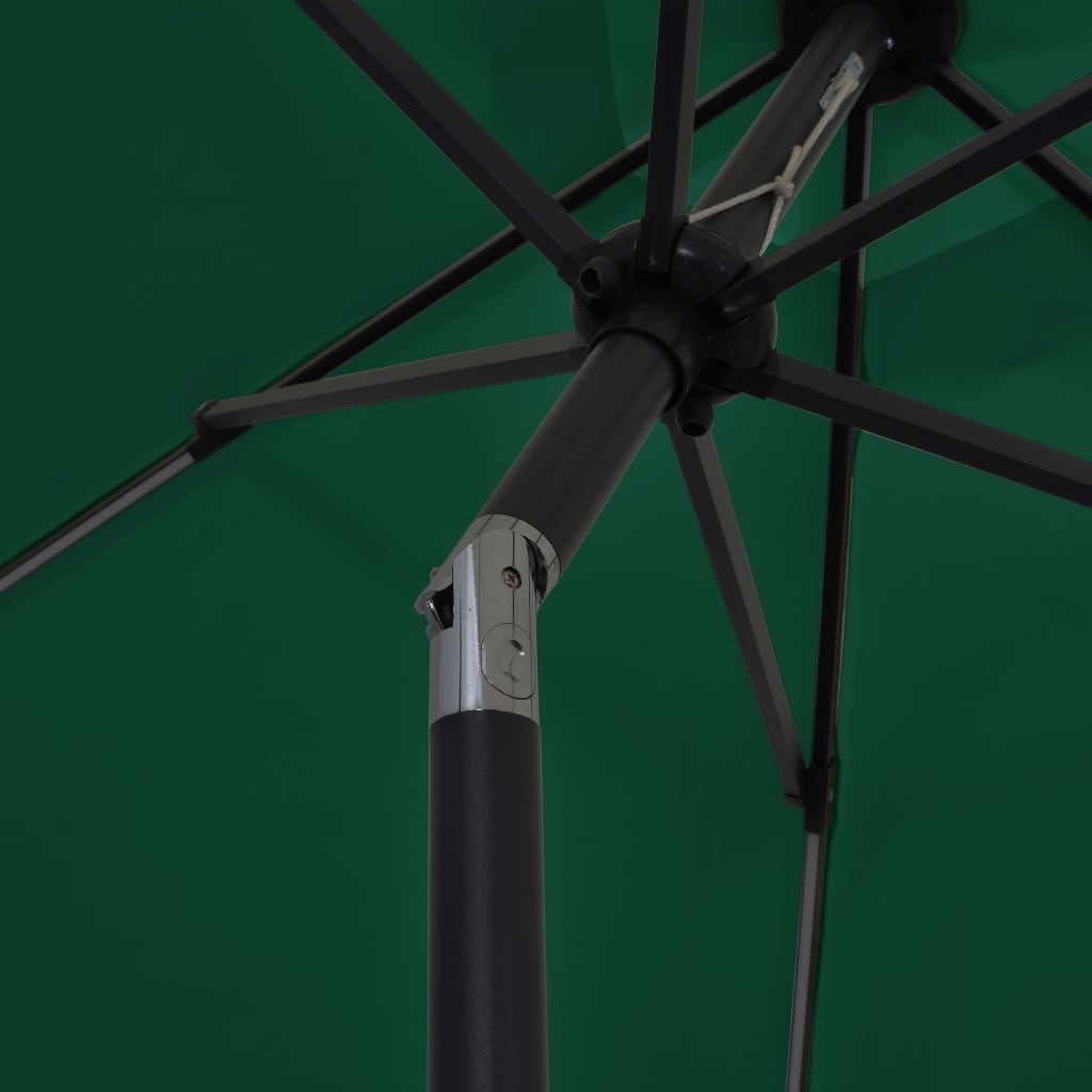 vidaXL Parasol met LED-verlichting en aluminium paal 300 cm groen