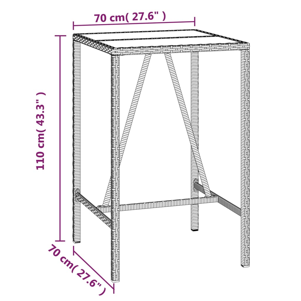 vidaXL 3-delige Tuinbarset poly rattan en massief acaciahout zwart