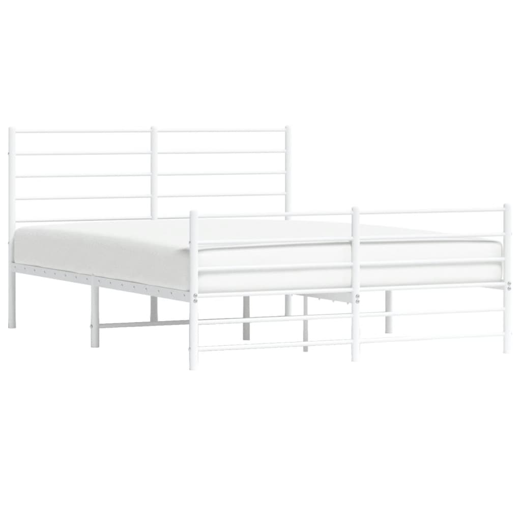 vidaXL Bedframe met hoofd- en voeteneinde metaal wit 120x200 cm