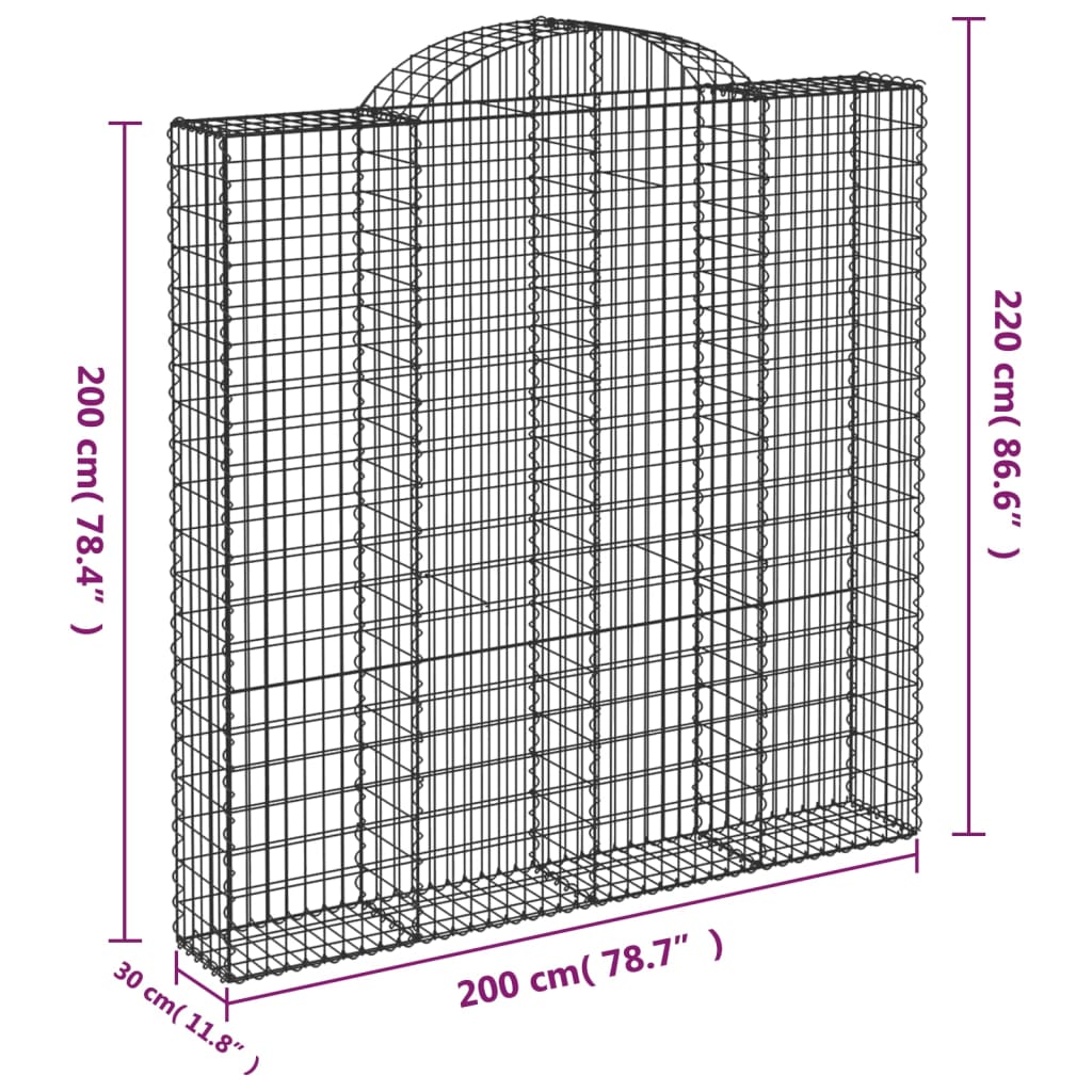 vidaXL Schanskorven 8 st gewelfd 200x30x200/220 cm ijzer