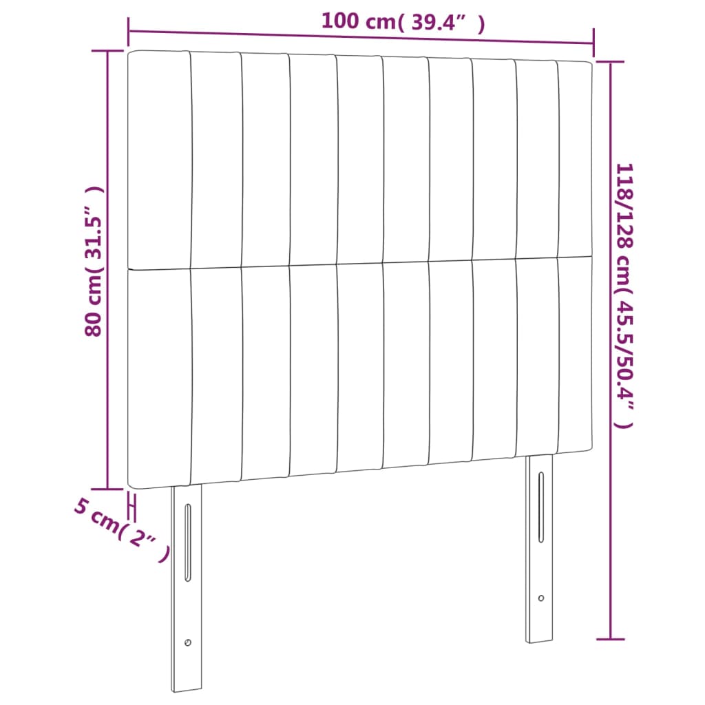 vidaXL Hoofdborden 2 st 100x5x78/88 cm stof donkerbruin