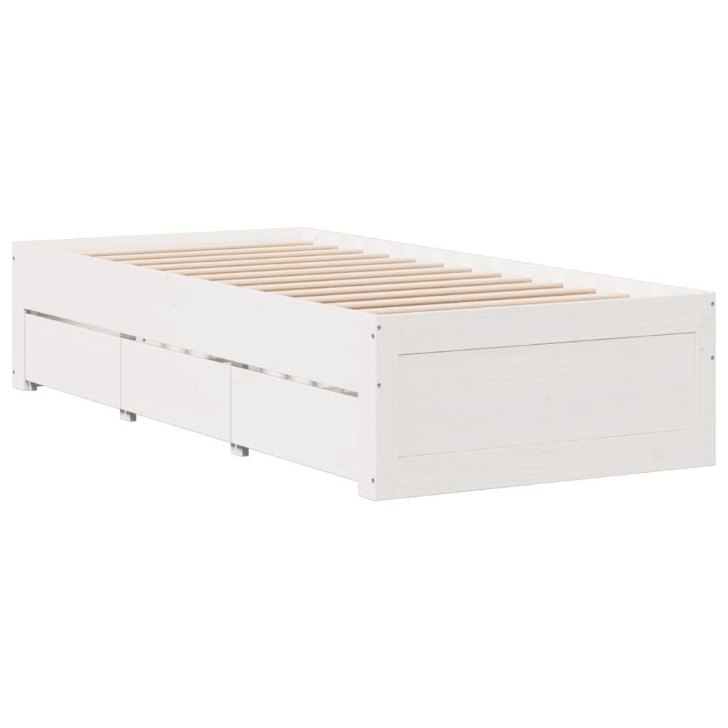 vidaXL Bedframe zonder matras met lades grenenhout wit 90x190 cm