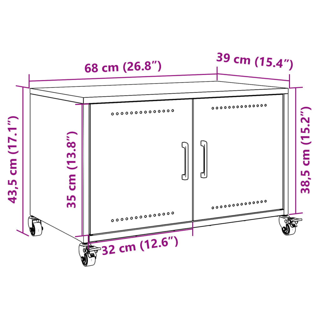 vidaXL Tv-meubel 68x39x43,5 cm staal roze